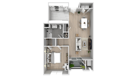 Floor plan for 1 bed, 1 bath, 780 sqft